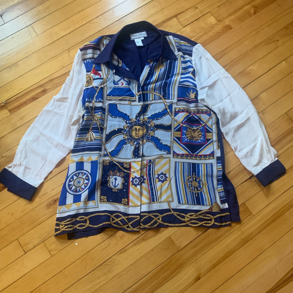 Nautical Vintage Silk Blouse
